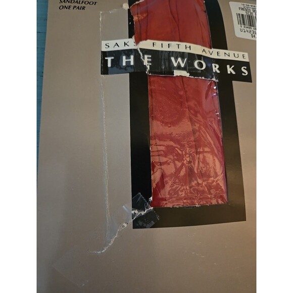 Saks Fifth Avenue Pantyhose The Works Fresco Rose Size B Sandal Vintage Hose - Picture 4 of 6
